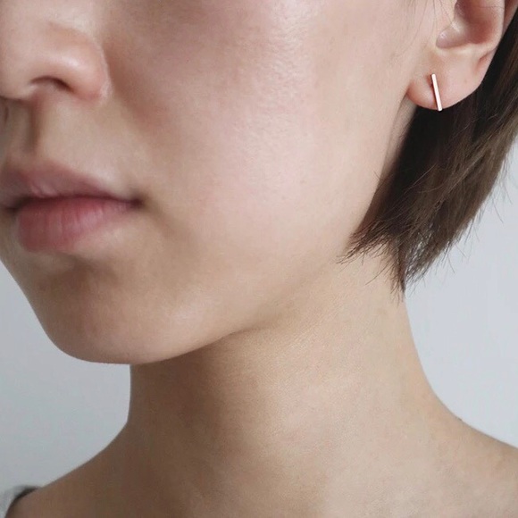 NWOT Madewell Gold Plated Bar Stud Earrings 2Pairs - Picture 4 of 5